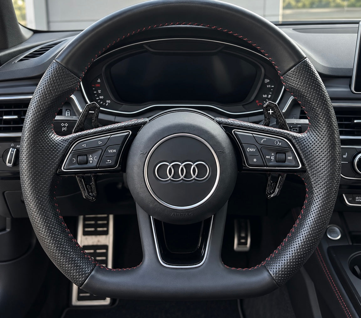 Audi Schaltwippen Aluminium & Echtcarbon – OEM-Form 3 | A3 (8V, 8Y), A4 B9 & mehr