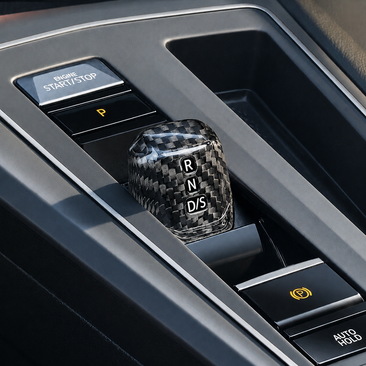 VW Golf 8 Wahlhebel-Abdeckung – Carbon- oder Wildleder-Optik