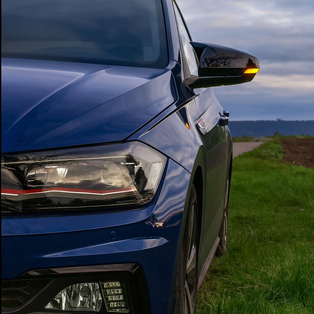 Sport Spiegelkappen für VW Polo 6 AW – Schwarz Hochglanz & Carbon Optik