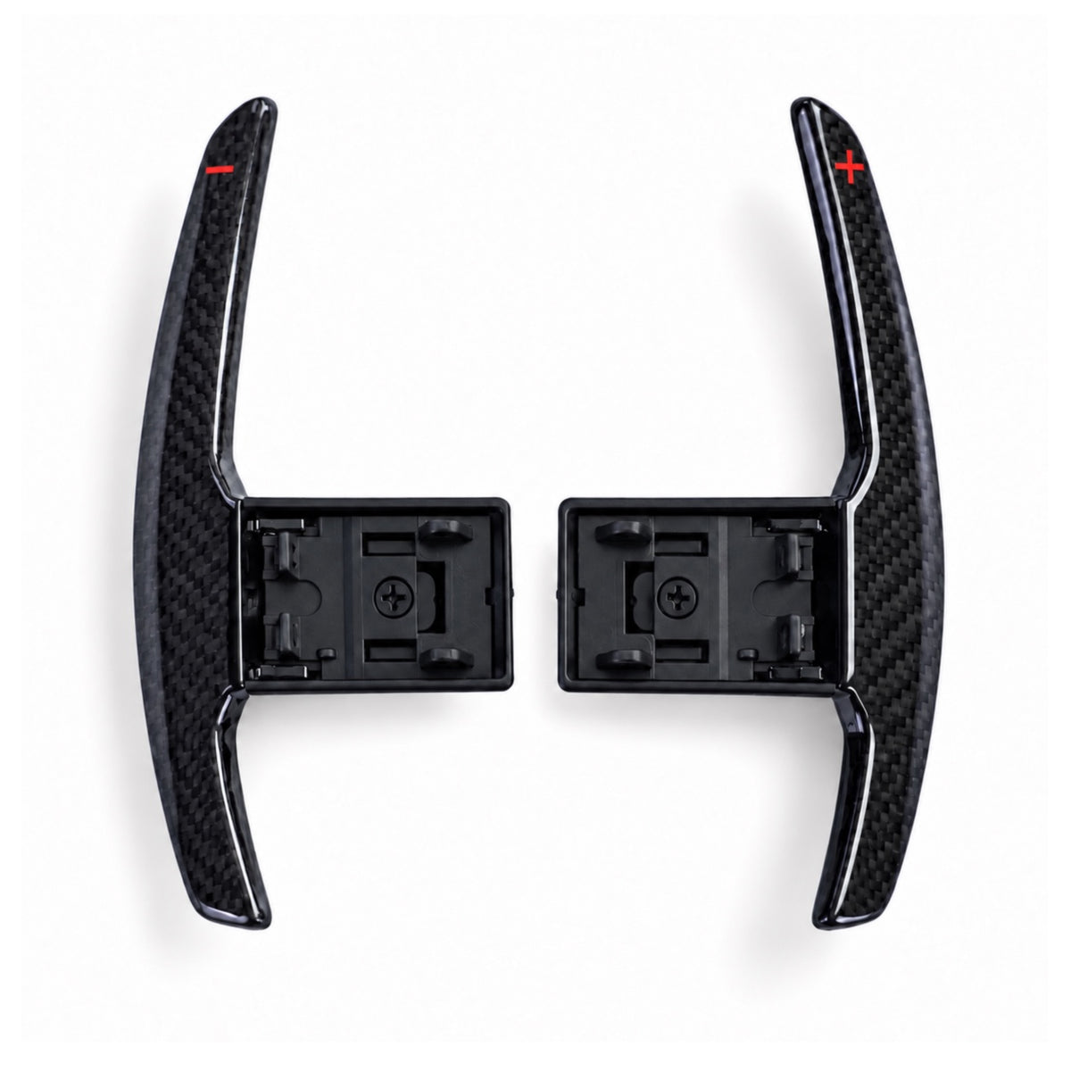 BMW F30 F31 M3 F80 Carbon Racing Schaltwippen Schwarz mit roten Symbolen