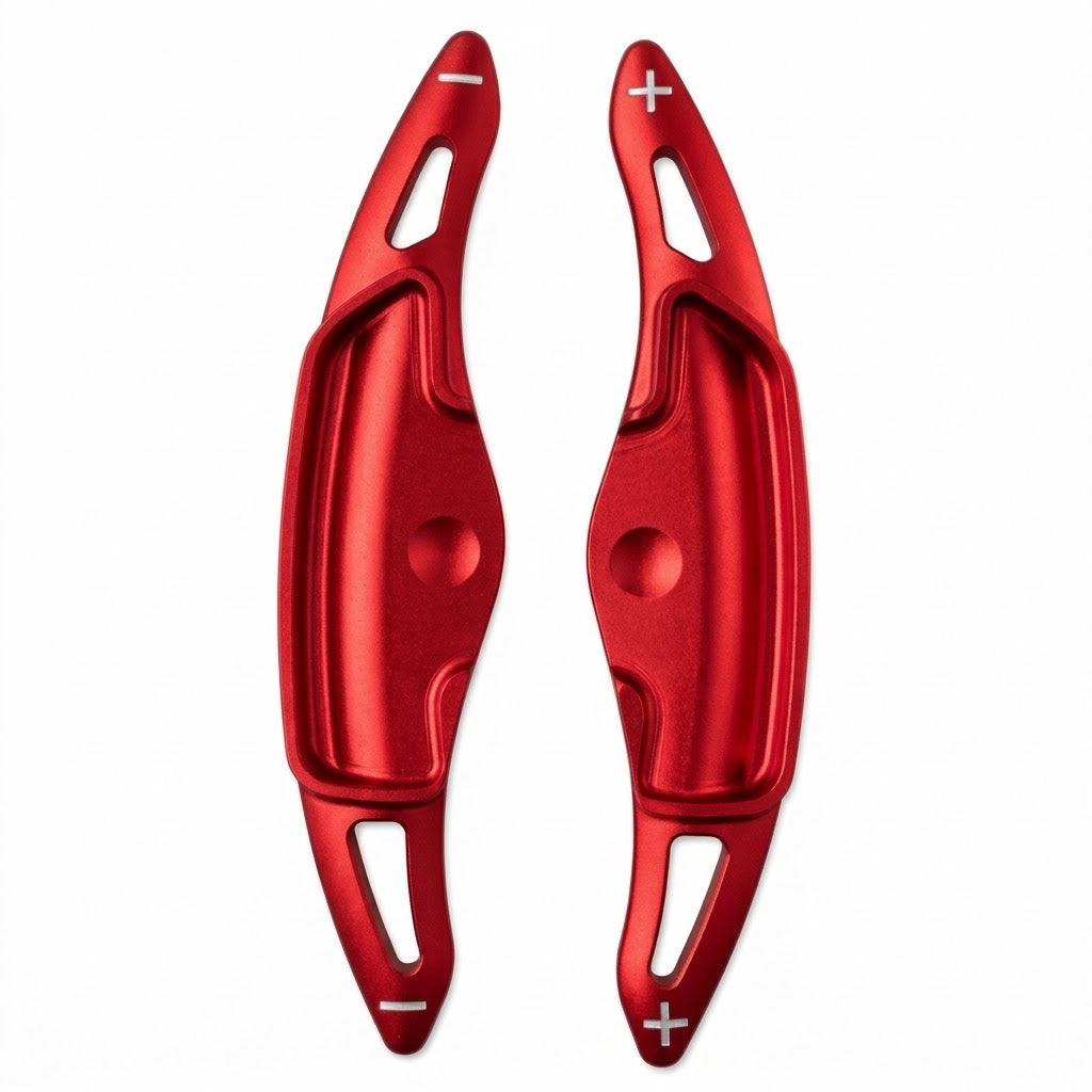 Hyundai Tucson NX4 Schaltwippen Aluminium in Rot – linke und rechte Verlängerung mit Aufnahme